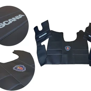 Dywaniki skórzane SCANIA R (2016+) – czarna gładka skóra