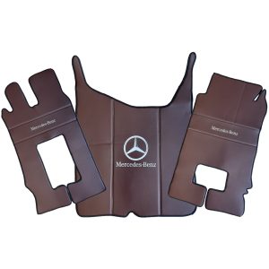Dywaniki skórzane do Mercedes Actros MP4/MP5 – Z tunelem (3 sztuki) – brązowa gładka skóra
