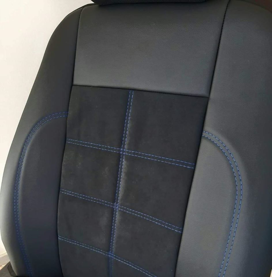 Husе scaunе din Alcantara si piele ecologica - firе albastru - obrazek 3