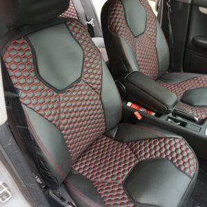 Husa scaune din piele ecologica premium cusuta de lux – fire rosii