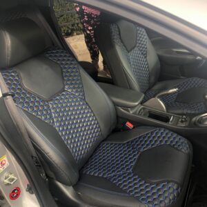 Huse scaune din piele ecologica premium cusuta de lux – Niebieskie nici