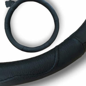 Husa volan din piele naturala cu fire negru – (37-39cm.)