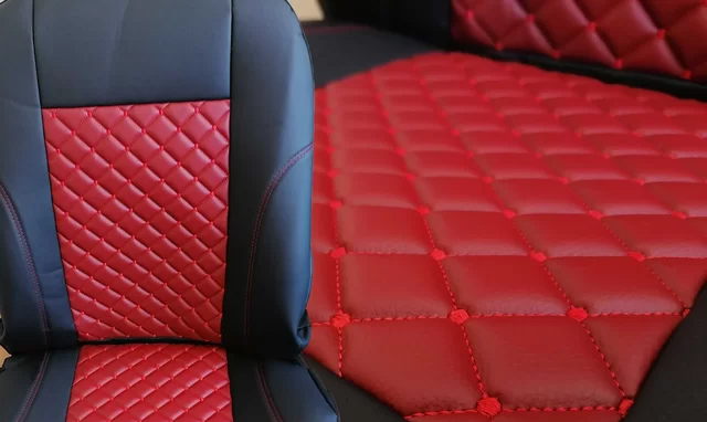 Husa scaunе pentru autoutilitare 2+1 - Piele rosie cu cusut de lux
