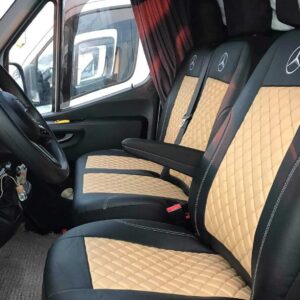 Huse scaune pentru autoutilitare 2+1 – Piele cusuta lux Beżowy