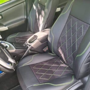 Huse scaune din alcantara perforata si piele ecologica – fire verde